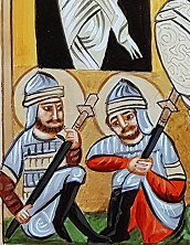 Soldaten am leeren Grab Christi