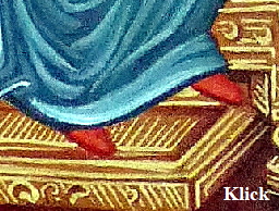 rote Schuhe auf Ikonen